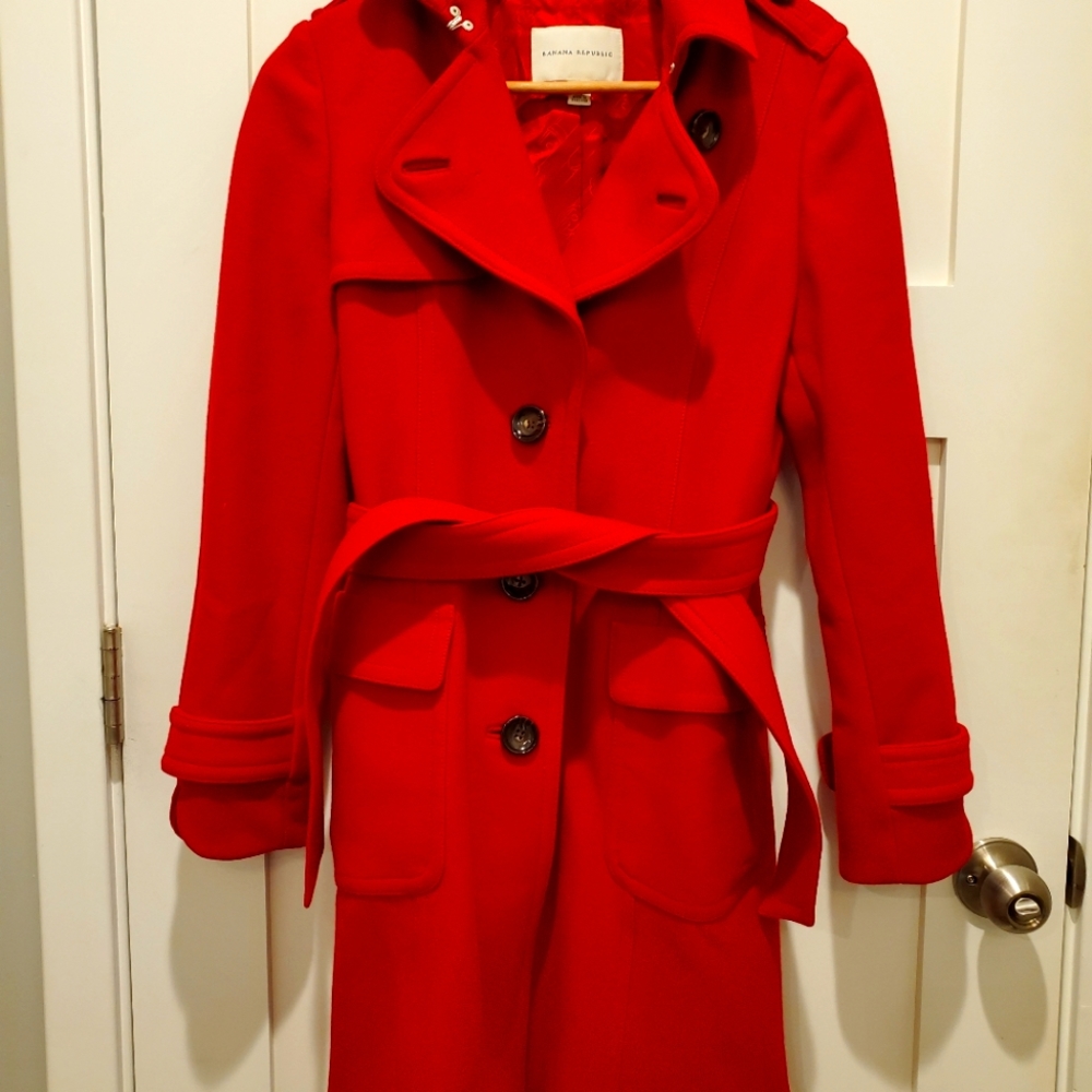 Banana Republic Red Wool trench coat XS